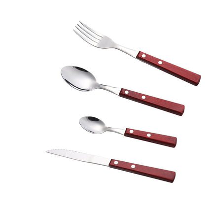 304 Stainless Steel Western Cutlery Natural Wood Cutlery Set