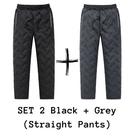 Men's Trousers Winter Velvet Thickening Loose Fleece Pants With Zip Pocket Large Size Windproof Warm Jogging Pants