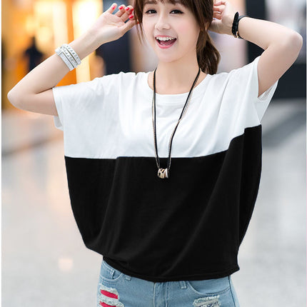Loose-fitting Batwing Sleeve Shirt Student Women's Short Sleeve