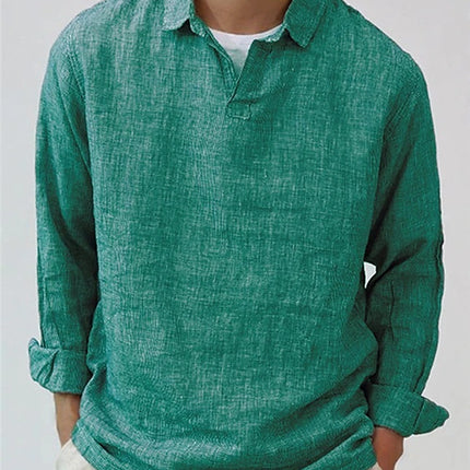 New Fashion Men's Pullover Shirt Solid Color Long Sleeve Lapel Oversize Casual Top Tee 2023 Summer Clothing For Men Shirts