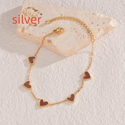 Ins Love Bracelet  Stainless Steel Dripping Heart Bracelet Fashion Valentine's Day Jewelry Gift