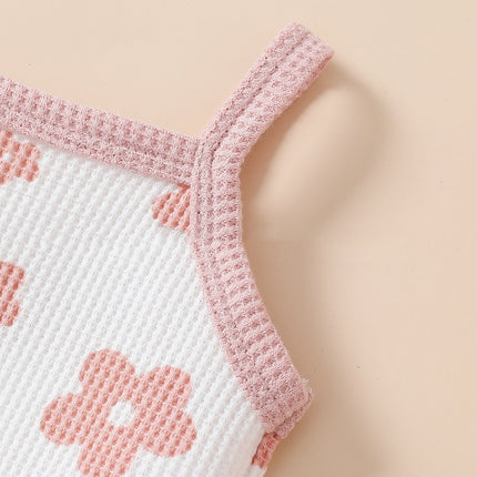 Baby Girl Waffle Print Overall Dress Set