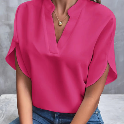 Summer Short-sleeved Chiffon Shirt New V-neck Shirt Women's Casual Versatile Clothing