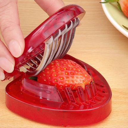 Red Strawberry Slicer Plastic Fruit Carving Tools Salad Cutter Berry Strawberry Cake Decoration Cutter Kitchen Gadgets
