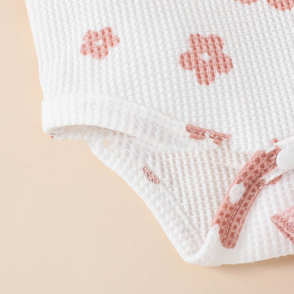 Baby Girl Waffle Print Overall Dress Set