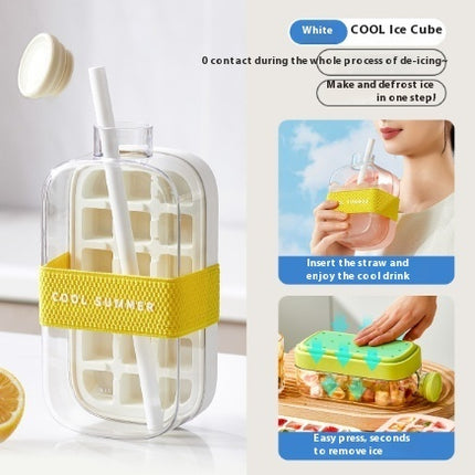 One-Click Molding Cooling Cup,Instant Ice Maker,Zero-Contact Design,Straw Included,Curling Mold,Portable & Stylish Chilled Drink