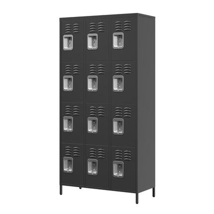 12 Door Metal Lockers With Lock For Employees,Storage Locker Cabinet For Home Gym Office School Garage,Easy Assembly,Black