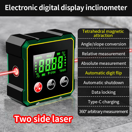 Magnetic Digital Angle Finder With Electronic Laser Gauge Protractor Inclinometer Level Magnets Level Ruler Angle Slope