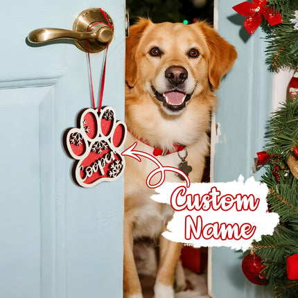 Personalized Dog Paw Snowflake Ornament – Custom Name Christmas Tree Decoration