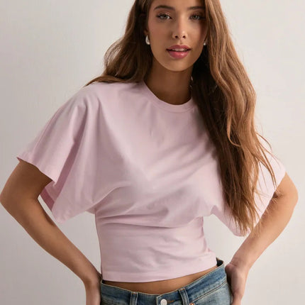 Summer Batwing Sleeve T-shirt Ins Fashion Round Neck Pullover Short-sleeved Tops For Women Clothing