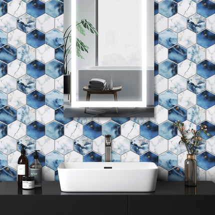 Blue And White Marble Wall Sticker Transfer Can Be Cut And Peeled At Will To Stick To Wallpaper Waterproof PVC Self-adhesive Wall Tile Sticker Tile Kitchen Bathroom Home Decoration