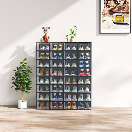 Black, 32PCS, 33x23x14cm, Shoebox, Plastic, Grid, Free Combination