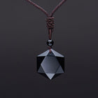 Obsidian Pendant Six-pointed Star Sweater Chain
