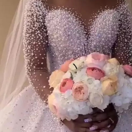 Ball Gown Wedding Dress Long Sleeves Bridal Gown