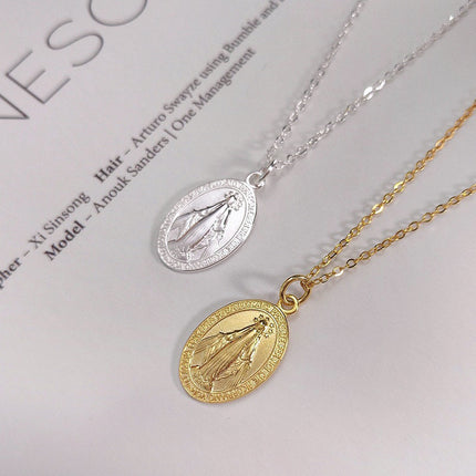 S925 Vintage Cameo Necklace Simple Personality Oval Necklace For Women Jewelry