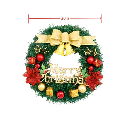 1 Piece Of 20-inch Bell-style Christmas Wreath, With Warm Light And Colored Light Options Available