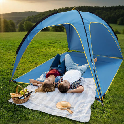 1Pc 4-6 Person Beach Tent Canopy  With 3 Door Openings Carry Bag UPF50 Waterproof  For Beach Picnic Camping Hiking Adventure Fishing