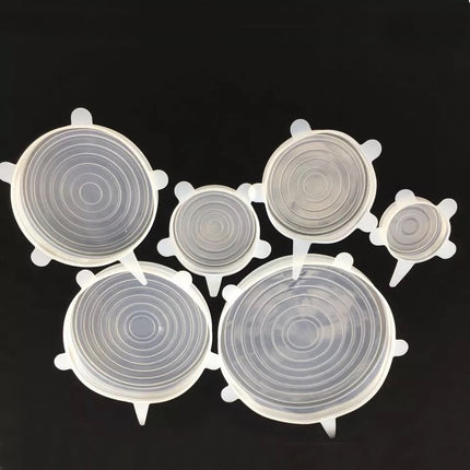 The 6-piece set of multi-functional silicone lid can be stretched to seal the fruit and vegetable lid