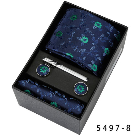 Men's Casual Banquet Tie Square Scarf Cufflinks Five-piece Set