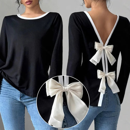 Women's Trendy Round Neck Two-Piece Illusionknit T-Shirt Full Sleeve Base Layer Top Crew Neck Design