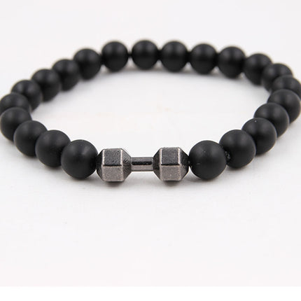 Weathered Agate Volcanic Frosted Beaded  Dumbbell Bracelet