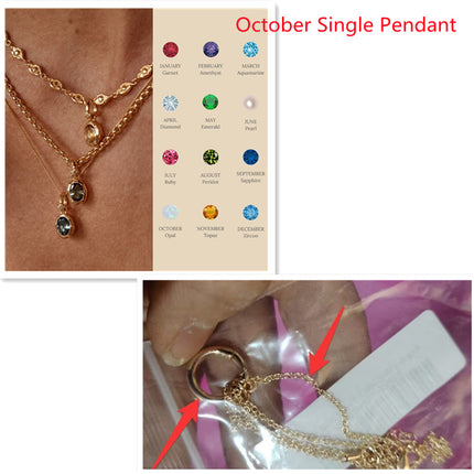 Stainless Steel Twelve Birthday Stone Necklace 12 Birthday Stone Love Pendant Moon Stone Women's Gift Jewelry