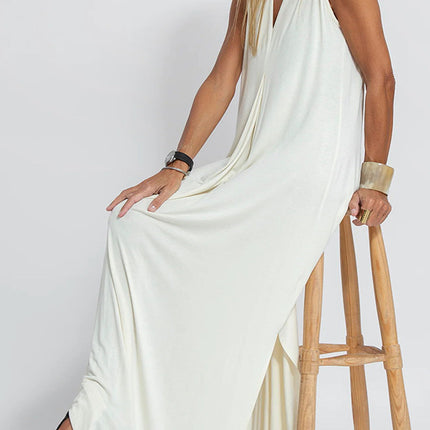 New Solid Color V-neck Sleeveless Dress Long Cardigan Jacket Suit For Women