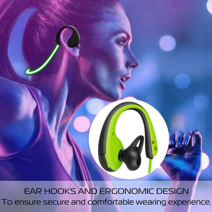 1Pc Wireless Sports Headsets Wireless V4.1 Neckband Earphones HD Stereo Sweat-proof Headphones Earbuds With  LED Light Mic 8Hrs Work Running