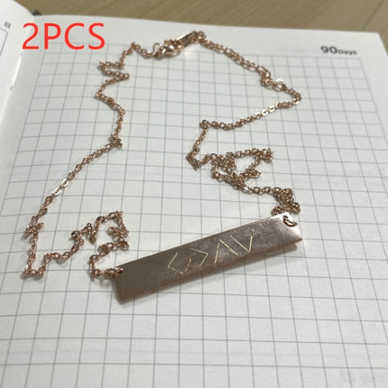 European And American Fashion One Word Horizontal Bar Pendant Necklace