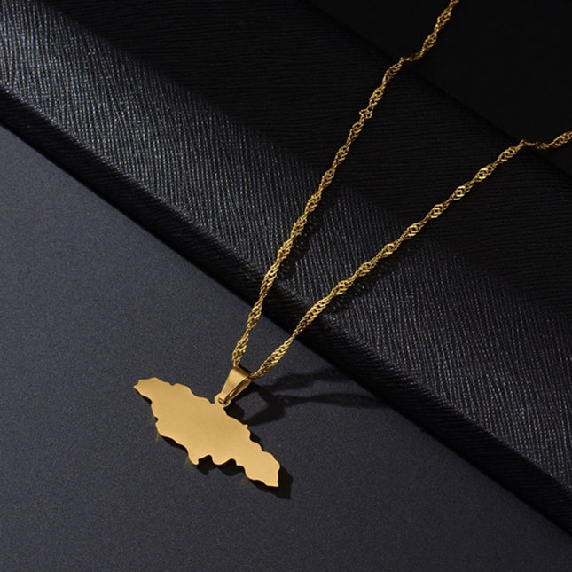 All-match Jamaica Map Geometric Pendant Necklace