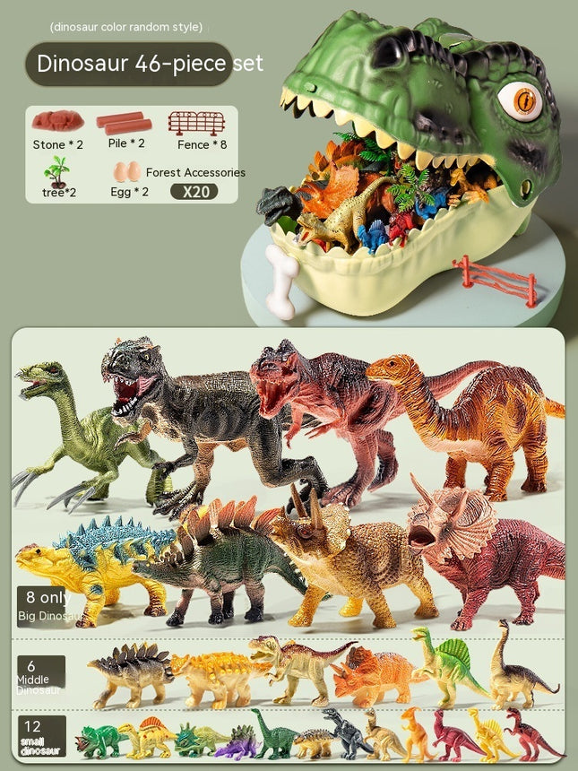 Dinosaur Toy Children's Big Tyrannosaurus Rex Triceratops Soft Glue Suit World Simulation Animal Model Hand Office