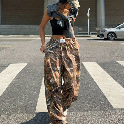 Slimming Casual Pants Hip Hop Retro Street Multi-pocket Camouflage Cargo Pants For Women Y2k Hip-hop Cargo Grunge Baggy Trousers