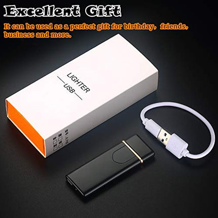 Electric Lighter, USB Rechargeable Lighter, Plasma Dual Arc, Windproof Flameless Pocket Metal, Incense, Camping (Red)