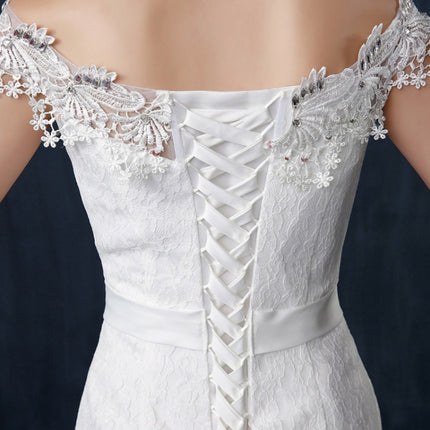 Fishtail wedding bride wedding dress one word shoulder slim slimming small trailing studio wedding dress