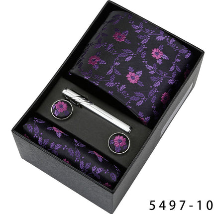 Men's Casual Banquet Tie Square Scarf Cufflinks Five-piece Set