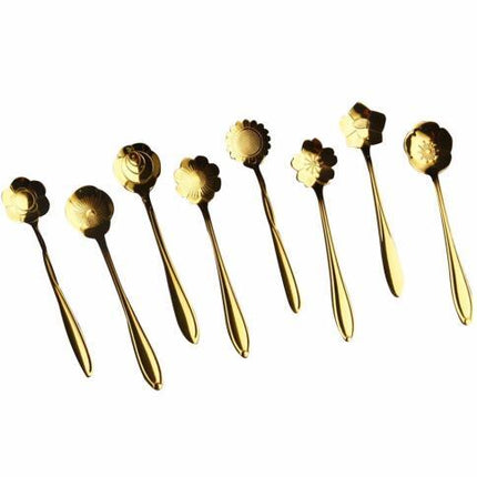 Teaspoons Rose Shaped Flower Stainless Steel Kitchen Tableware Handle Cutlery Mini Dessert Tea Dining Spoon For Snacks