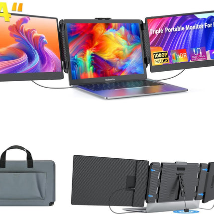 Laptop Screen Extender 14 Inch FHD IPS Portable Dual Triple Monitor Display USB C HDMI