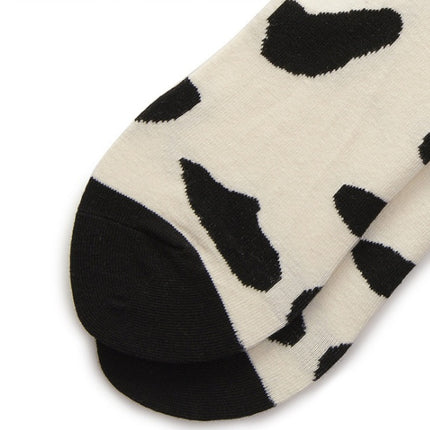 Leopard Dalmatian Black White Cotton Crew Socks