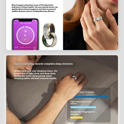 2024 Smart Ring For Men Women Heart Rate Blood Oxygen Monitoring Multi Sports Modes IP68 Waterproof Smart Rings For Android IOS