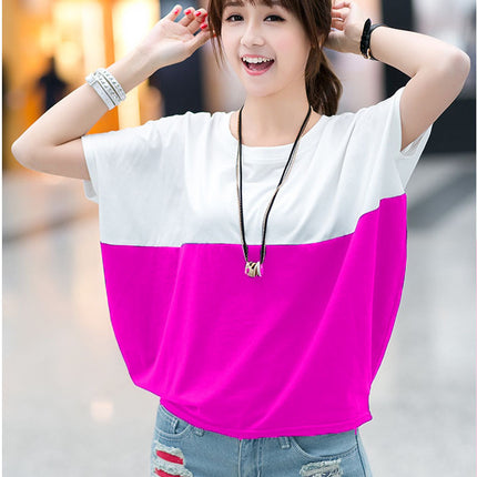 Loose-fitting Batwing Sleeve Shirt Student Women's Short Sleeve