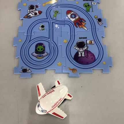 Children Puzzle Electric Railroad Speeder DIY Assembly Electric Car Automatic Rail City Scene Construction Education Toy Gift