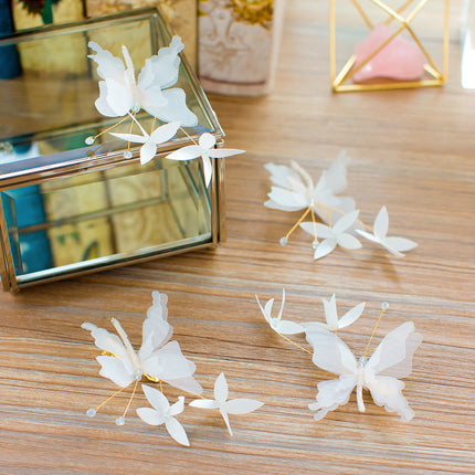 Bride long flowers, butterflies, butterflies, Juan, yarn, hairpin, ear and ear, ear, ear, ear and ear, wedding and wedding wedding