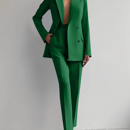 Casual Suits Fashion Long Sleeve Single-breasted Jacket Top And Slim Fit Trousers Women's Business Suits