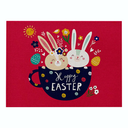 Home Cartoon Rabbit Kitchen Insulation Coaster Anti-scalding Cotton And Linen Western Placemat