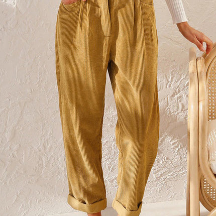 Baggy Corduroy Straight Pants Oversized Spodnie Elegant Trousers New Broek Women Causal Spring Fall High Wasit Pantalones