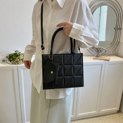 Fashion Plaid Shoulder With Small Wallet Simple Elegant Portable Square Tots Women's Handbag