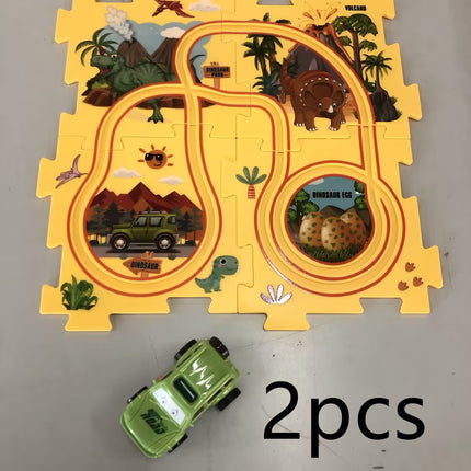 Children Puzzle Electric Railroad Speeder DIY Assembly Electric Car Automatic Rail City Scene Construction Education Toy Gift