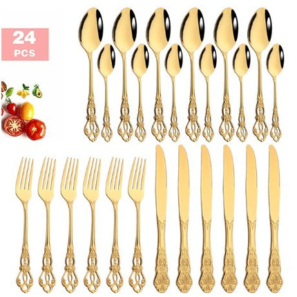 Stainless Steel Cutlery Spoon West Dinnerware Set Gold Plated