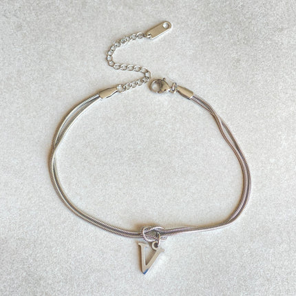 New Letter A-Z Love Knot Bracelets For Women Couple Gold Color Dainty Snake Chain Charm Bracelet Stainless Steel Jewelry Gift Valentine's Day Gifts