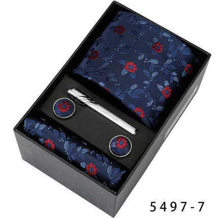 Men's Casual Banquet Tie Square Scarf Cufflinks Five-piece Set